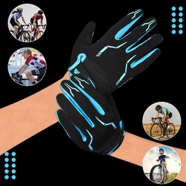 WESTWOOD FOX WFX Cycling Gloves, Full Finger Mountain Bike Gloves, Touchscreen MTB Gloves, Padded Non-Slip MTB Road Bike Sports Gloves for Men and Women (Blue, S)