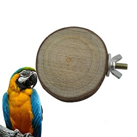 Bird Perch Stand, Round Wood Coin Parrot Bird Cage Perches Grinding Stick Platform Pet Budgie Hanging Toy for Pet Hamster Parrot Cages