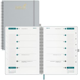 BEZEND Weekly Planner 2025-2026 with 2 Columns, 8.5" x 11" Academic Agenda 18 Months (Jul 25-Dec 26) Life Work Appointment Book with Monthly Tab, PU Leather Softcover Spiral - Dutch Blue