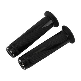 PowerMotor 22mm CNC Handlebar Grips Rubber Universal Aluminum Racing Grip Replacement for Motorcycle ATV Dirt Bike Pit Bike Black