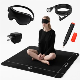 Grounding Mat + 3D Sleep Mask Set | Anti-Static, 24×16 Inches, Boosts Energy & Relieves Stress, Ultra-Soft 3D Contoured Eye Mask for Better Sleep