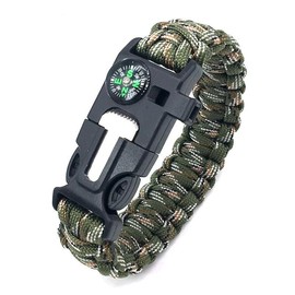 TIANMIMISM Paracord Wristband for Outdoor Sport Tactical Survival Parachute Bracelet, Essential for Hiking Travelling Camping Gear (Military green camouflage)
