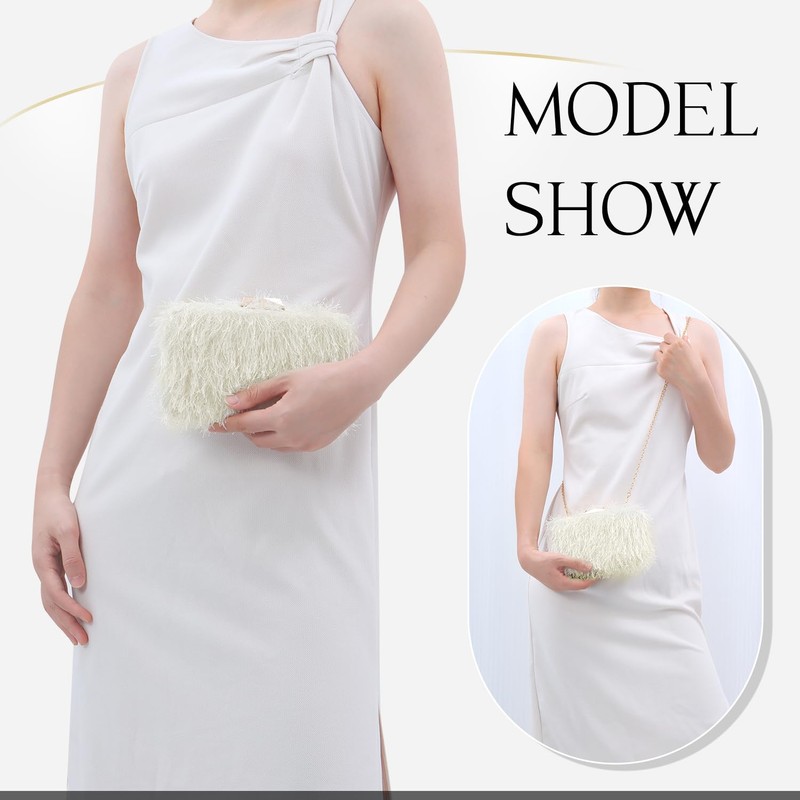 SUKUTU Feather Evening Bag for Women Shoulder Acrylic Box Bag
