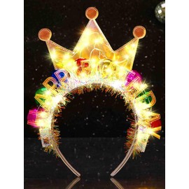 DRESBE Light Up Birthday Headband LED Happy Birthday Headbands Birthday Party Favors Hair Accessories for Women (Blue-Yellow Light)