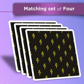 Vinyl Square Stickers (Set of 4) 10cm - Yellow Lightning Bolts Lightening Pattern for Laptops, Tablets, Luggage, Scrap Booking, Fridges #53588