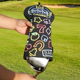 Golf Club Head covers for Driver 460CC DR #1 Elastic Closure Black PU Leather 777 Embroidery