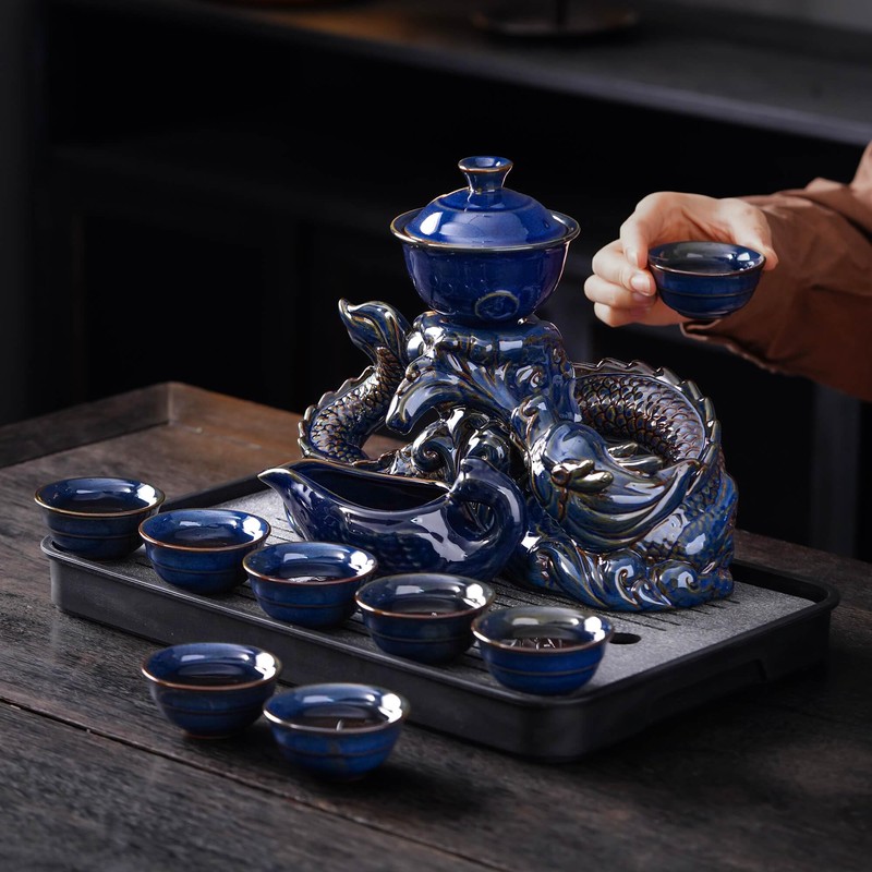 Zurucily Semi Automatic Tea Set Ceramic Teapot with Infuser Magic