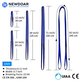NewDoar 16mm Climbing Sling UIAA CE Certified,23KN EN566 Certified,Climbing Utility Cord Rock Climbing,Creating Anchors System,Rappelling Gear,Perfect for Tree Work(Blue 24" 1pcs)