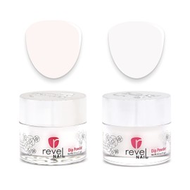 Revel Nail Revel Nail Dip Powder - Clear and French Powder Dip Nail Polish, Chip Resistant Dip Nail Powder with Vitamin E and Calcium, DIY Manicure, Vivien & Veronica