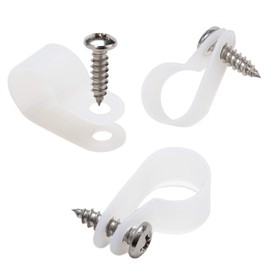 50 Pack 1/2 inch Rope Light P-Style Mounting Clips with Stainless Steel Screws, Cable Clip Wire Clamp for Wire Management