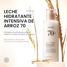 ANUA Rice 70 Leche Hidratante Intensiva, Loción para Hidratación Profunda y Nutrición, Piel de Vidrio Luminosa, Agua de Arroz, Niacinamida, Ceramidas,