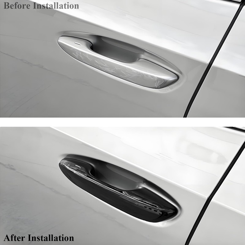 Zacxoxsr No Adhesive Snap-on Car Door Handle Cover Protector Compatible