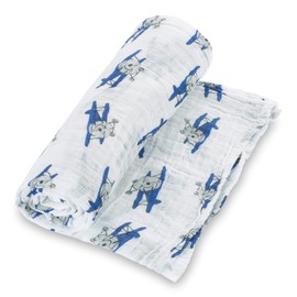 LollyBanks Swaddle Blanket | 100% Muslin Cotton | Newborn and Baby Nursery Essentials for Boys, Registry | Airplane Print