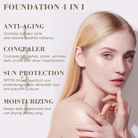 Foundation Colour Changing Foundation, Colour Changing Foundation, Advanced Colour Changing Technology, Water and Sweat-Resistant, Retains Exquisite Makeup Effect, with Sun Protection Factor