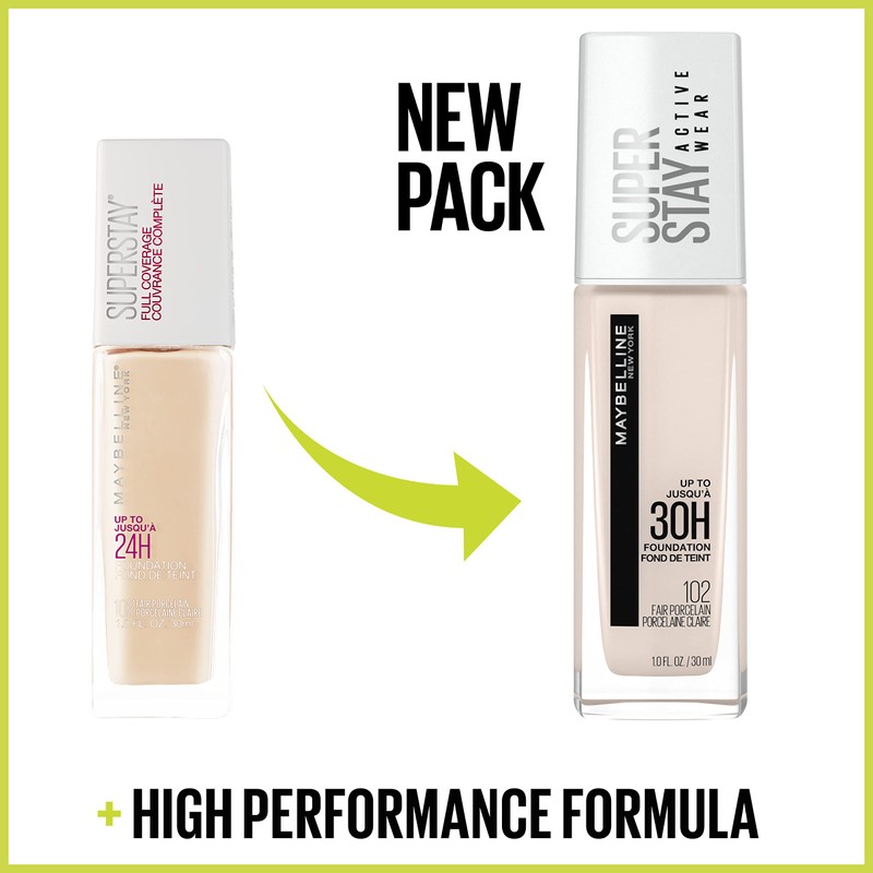 Maybelline Super Stay Full Coverage Liquid Foundation Active Wear Makeup,