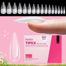 Beetles Tipex Instant Apex Nail Extension Tips Kit Almond/Coffin/Square/Oval/Stiletto/Squaoval Shape Thick Acrylic Nail Flat Nails Manicure Gel press ons Nail Art DIY Nails Art mothersdaygift:_Medium Stiletto 16Sizes 192Pcs(Only Tips)