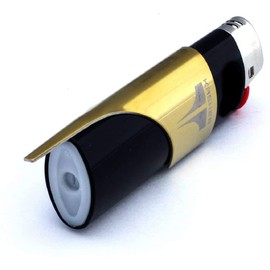 Kasher Classic Lighter Tool Without Lighter - Stainless Steel, Lightweight, Durable Construction, Portable - Fits Any Lighter - Usage as Cutter for Opening Packages & More - 0.8mm Thick (Gold)