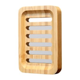 Kandid Teak Wood Soap Dish, Single Pack Waterproof Self Draining Soap Dish - Natural Wooden Bar Soap Holder for Bathroom and Kitchen