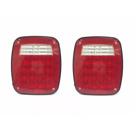 PPI 2 Pack Universal Square 12V Combination 38 LED Signal Tail Light -Truck, Trailer