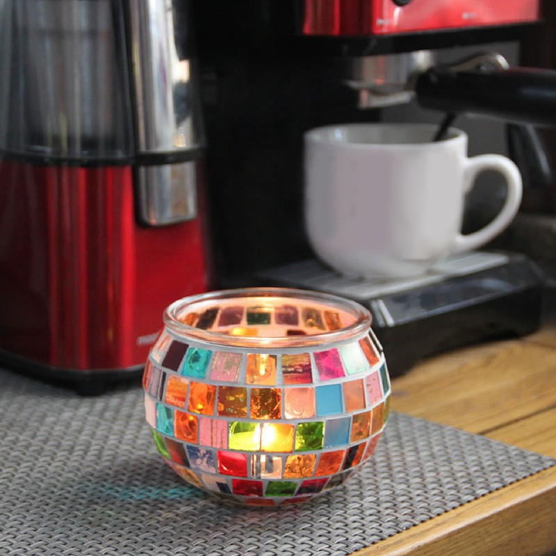 2PCS Mosaic Glass Tea Light Holder Romantic Deocrative Scented Candle