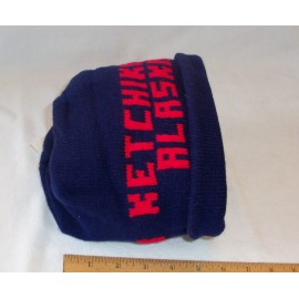 CH Sport (The College House, Inc.) WINTER WEIGHT SPORT NAVY BLUE KNIT CAP WITH KETCHIKAN, ALASKA LOGO IN TRUE RED