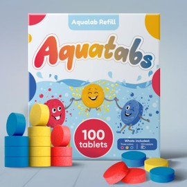 Aqualab Refill-100 pc Aquatabs, Bath Color Tablets for Kids, Water Tablets in 3 Primary Colors