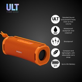 Sony ULT Field 1 Bluetooth Wireless Portable Speaker with Echo Canceling Technology (Orange) Bundle with 12kN Heavy Duty Carabiner with Locking Clip (Orange) (2 Items)