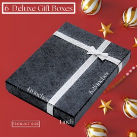 Ribbon Bowknot Jewelry Gift Box for Christmas Birthday Anniversary Valentine's Small Gifts, for Necklace Bracelets DIY Crafts, Jewelry Packaging Retail Display (Black, 6 Pcs: 6.25 x 4.6 x 1 inch)