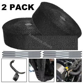 AD 2 Pack 1200˚F Withstand 50ft 2" Black Titanium Exhaust Heat Wrap