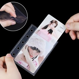 BaraRose Sticker Pad M5 Refill Mini 5 Hole Transparent Peel and Stick Binder M5 Size Replacement Inner Pages Removable Double Sided Pockets (10)