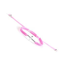 COLORFUL BLING Cross Bracelet for Women Men Stainless Steel Adjustable Braided String Sideways Bracelet Protection Prayer Amulet Christian Jewelry-pink
