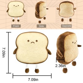 ZITUZY Toast Bread Cuddly Toy, 18 cm Toast Bread Cushion, Funny Toast Cushion, Decorative Cushion for Children and Adults (Sad)