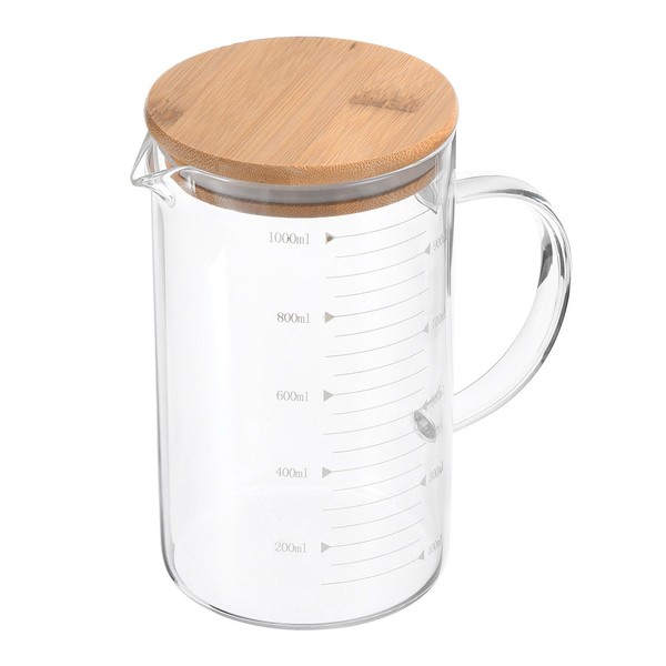 YOKIVE Glass Beaker with Wood Lid, Laboratory Use Liquid Measuring