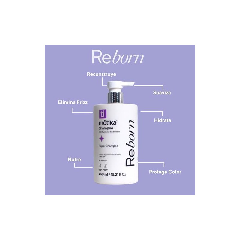 Motika Reborn Shampoo Reparador 450ml Para Todo Tipo De Cabello