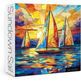 Brand: BBOLDIN Stained Glass Sailboat Sunset Puzzle for Adults 1000 Pieces, Colorful...