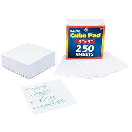 Hygloss Note Paper Cube - 3" Square Non-Sticky Memo Pad - 250 Sheets in White Color - Note Cubes - Perfect for Office & School Supplies - Not Sticky
