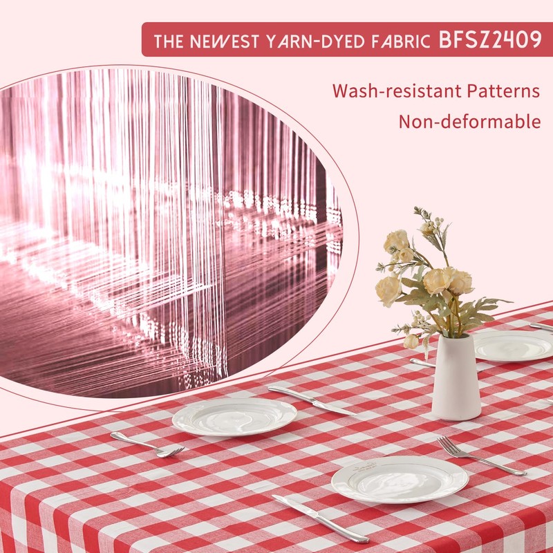 BALCONY & FALCON Rectangular Checkered Tablecloth Waterproof Washable Gingham Reversible