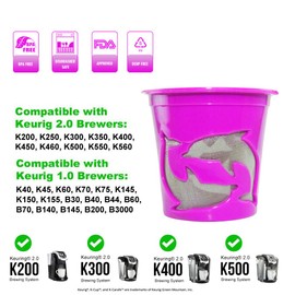 BRBHOM 6 Reusable Refillable Capsules Coffee Filter Pod For Keurig 2.0, K200, K250, K300, K350, K400, K450, K460, K500, K550, K560 and 1.0 Brewers