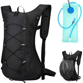 Hydration Backpack, Water Backpack with 2L Water Bladder, Lightweight Hiking Backpack High Flow Bite Valve Water Backpack, Hydration Pack for Hiking, Biking, Running