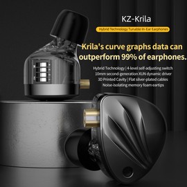 EZ EAR KZ Krila HiFi 1DD+1BA In Ear Earphone Earbuds,HiFi Stereo IEM Wired Earbuds Headphone Bass 2pin 3.5mm Sports Music Headphone for Musician Audiophile (without mic)