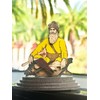 Baba Deep Singh Ji Car Dashboard Yellow Figurines Idol Punjabi