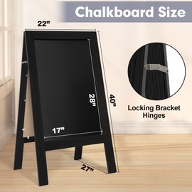 TEAKMAMA Chalkboard Signs 40x20 Standing A Frame Chalk Board Easel Sign Sandwich Board Signs Outdoor, Double Sided Blackboard for Business, Cafe, Weddings, Black