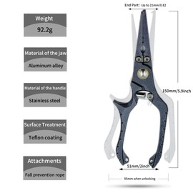 NORDPEAK Lockable Saltwater Fishing Pliers with Teflon Coating - 420 Stainless Steel Braid Cutter, Hook Remover & Split Ring Tool, Non-Slip Ergonomic Handle & Safety Lanyard (Gifts for Anglers)