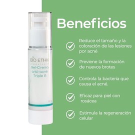 Bio Ethik Gel Crema Anti Acne Triple A para Pieles Sensible 50gr Controla y Desinflama Granos y Puntos Negros                                         