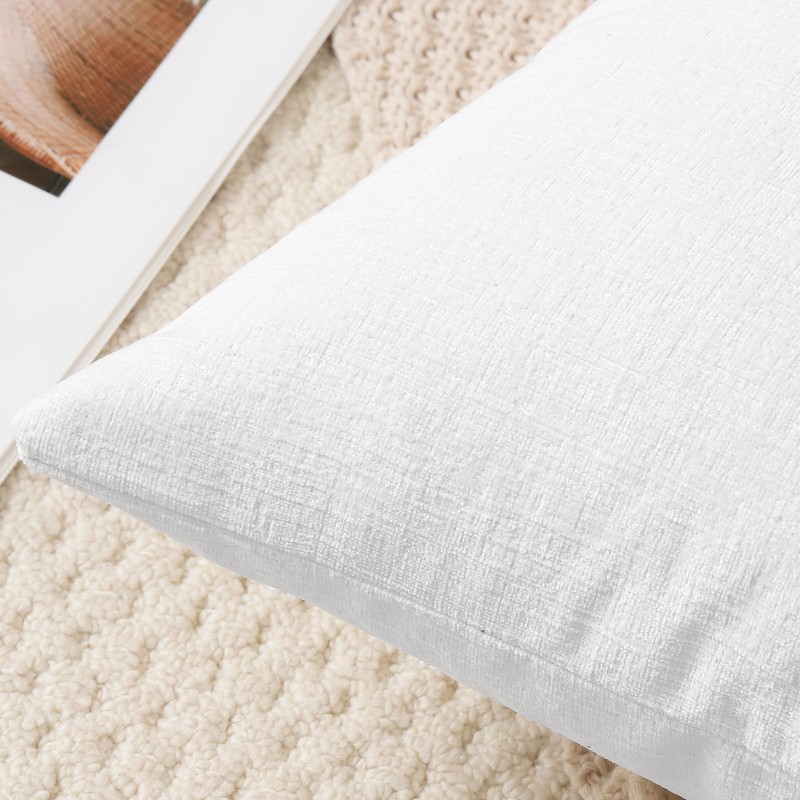 JOTOM Chenille Cushion Covers 50x50 cm Soft White Decorative Throw