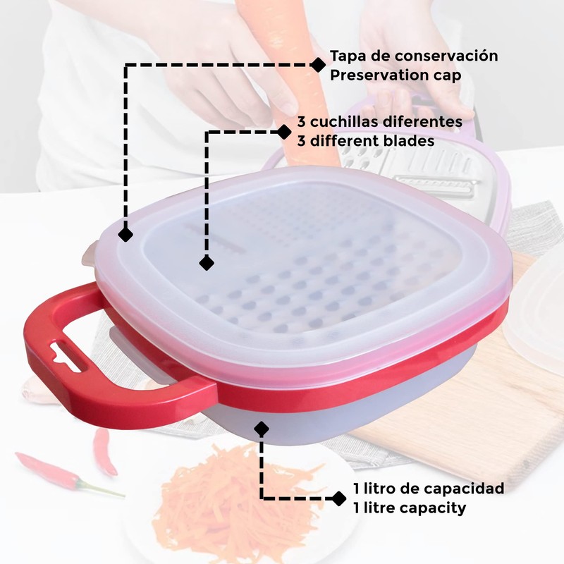Kitchen Grater Stainless Steel with Container and Lid Professional Rasp