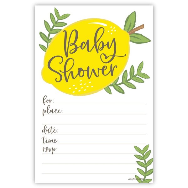 Lemon Baby Shower Invitations (20 Count) with Envelopes