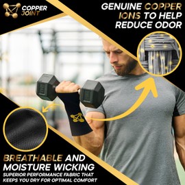 CopperJoint Hand Wrist Support Brace – Copper Compression Wrist Sleeve Men, Functional Hand Compression Sleeve Women for Gaming Support Brace, Yoga, Tennis, Knitting, Sports (Pair, Medium)