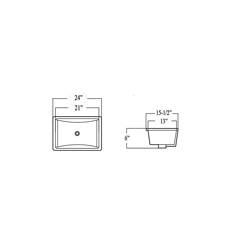 KINGSMAN 24 Inch Rectrangle Undermount Vitreous Ceramic Lavatory Vanity Bathroom