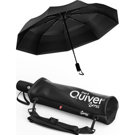 Windproof Travel Umbrella - Compact & Withstands Winds up to 85MPH, Strongest Premium Auto Folding Umbrella for Rain and Sun - Durable, Light & Portable for Women & Men, Fits Backpack & Cars